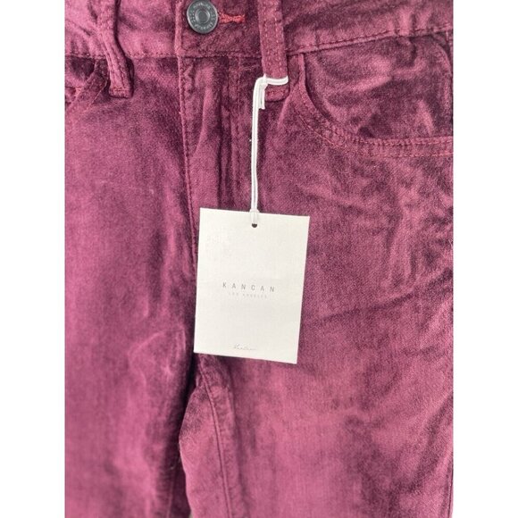 NWT KanCan Women's Ginny Mid Rise Velvet Ankle Skinny Burgundy Pants Size 23 - Picture 4 of 12
